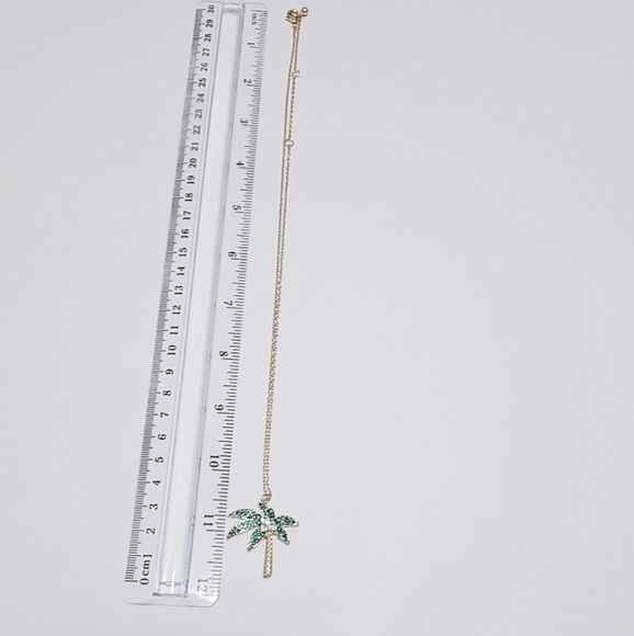 Green Palm Tree Crystal Pendant Necklace - Picture 4 of 5